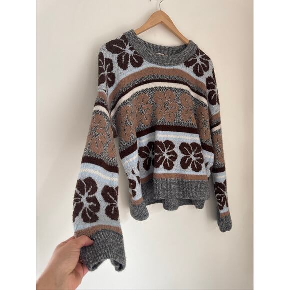 Faherty Topanga Hibiscus Floral Merino Blend Pullover Sweater - L - Picture 5 of 8